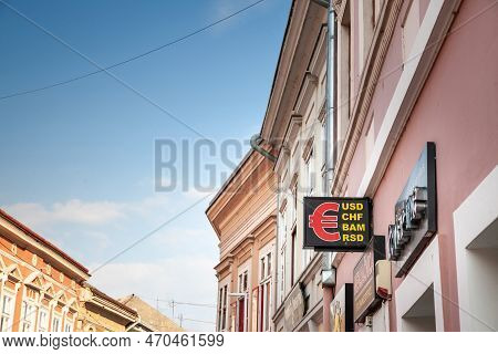 Novi Sad, Serbia - September 4, 2022: Serbian Exchange Office, Called Menjacnica,, Exchanging The Se
