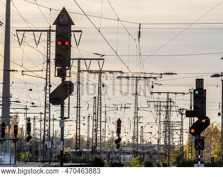 Recently Reconstructed Tracks On The Modernized Platforms Of A Suburban Train Station In Germany, In