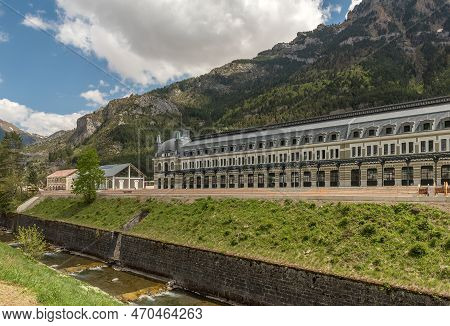 View Of Canfranc Train Station In The Spanish Pyrenees