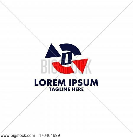 Illustration Initial Letter D With Dart Arrow Target Logo Design