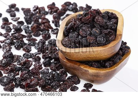 Healthy Food - Nuts Dehydrated Grapes; Photo White Background