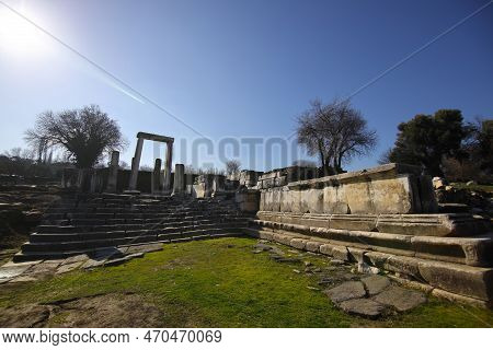 Excavations Of The Temple Of Hekate In Lagina Ancient City And Ancient Columns Yatagan Mugla Turkey