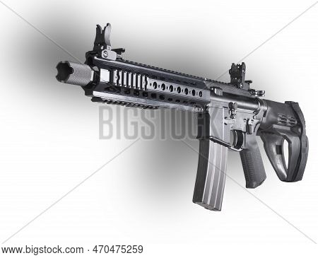 Pistol Brace On An Ar-15 Rifle That Lets It Qualify As A Pistol And Shadow Behind