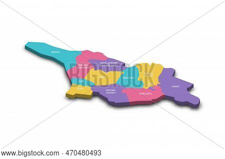 Georgia Political Map Of Administrative Divisions - Regions And Autonomous Republics Of Abkhasia And