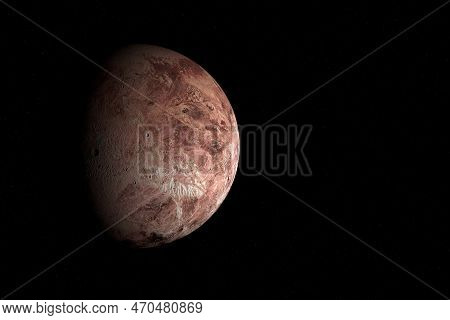 Digitally Generated Photograph Of The Dwarf Planet Makemake.