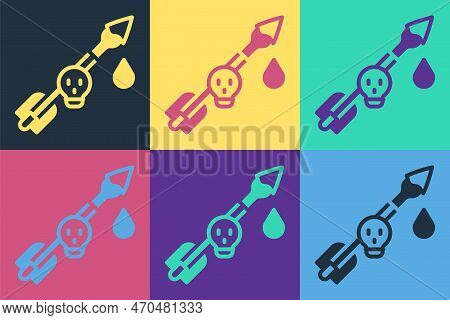 Pop Art Poison On The Arrow Icon Isolated On Color Background. Poisoned Arrow. Vector