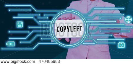 Text Showing Inspiration Copyleft. Business Idea The Right To Freely Use, Modify, Copy, And Share So