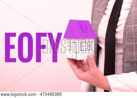 Inspiration Showing Sign Eofy. Business Concept A Mega Sale Held On An End Of A Financial Year