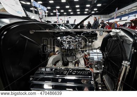 Flint, Michigan -usa- February 10, 2023:  8Th Annual Chrome And Ice Winter Indoor Autoshow At The Do