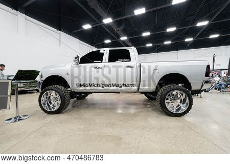 Flint, Michigan -usa- February 10, 2023:  8Th Annual Chrome And Ice Winter Indoor Autoshow At The Do