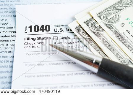 Tax Form 1040 U.s. Individual Income Tax Return, Business Finance Concept.