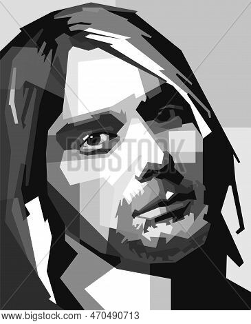 Black White Color Kurt Cobain Design Wpap Popart Illustration Artwork