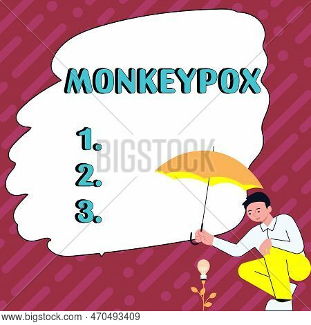 Hand Writing Sign Monkeypox. Business Overview Poxvirus Of Africa Caused By Chiefly In Wild Rodents 