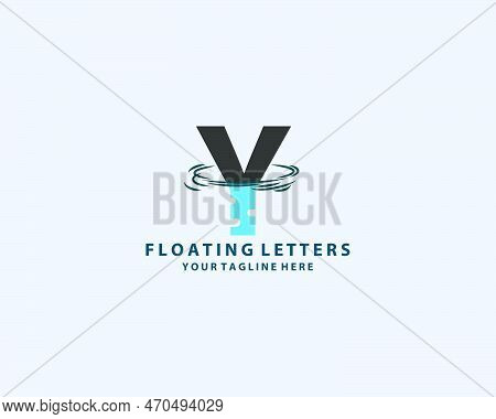 Initial Letter Y Logo Icon Abstract Nature Vector Design Concept Water Wave Drop With Blue Color Wit
