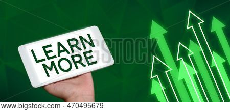 Text Caption Presenting Learn More. Word Written On Deepen Knowledge Of The Thing You Want To Do Or 