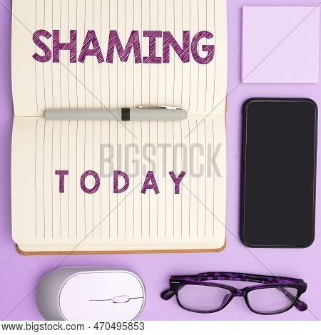 Conceptual Display Shaming. Conceptual Photo Subjecting Someone To Disgrace, Humiliation, Or Disrepu