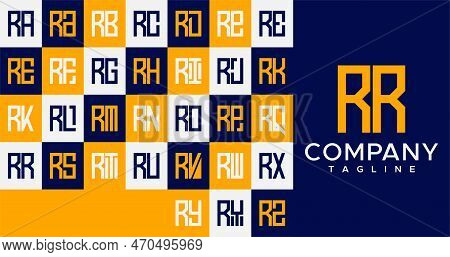 Simple Line Square Letter R Logo Design. Abstract Box Rr R Letter Logo Vector.