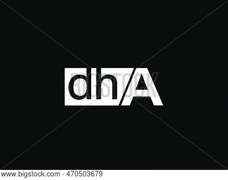 Dha Logo And Graphics Design Vector Art, Icons Isolated On Black Background