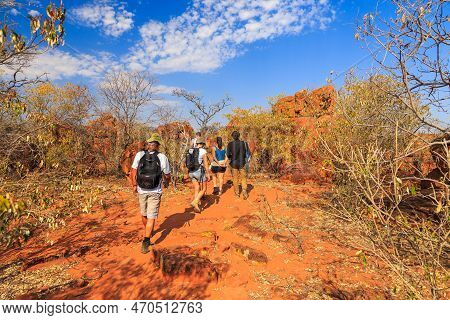 Tourists Hike Towards Waterberg Plateaus. - 09 October 2018: Tourists Hike Towards Waterberg Plateau