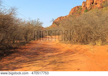 View Towards The Waterberg Plateau. Beautiful African Landscape. Waterberg Plateau National Park, Na