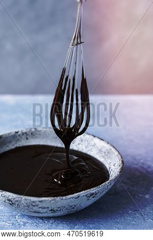 Chocolate Ganache Being Whisked In A Bowl