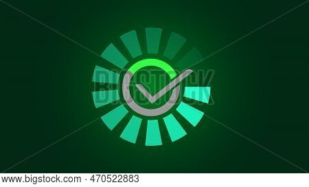 Check Mark Sign, Colorful Tike Icon On Green Color Illustration Background.