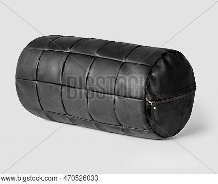 Handmade Bolster Cushion From Natural Tanned Black Leather