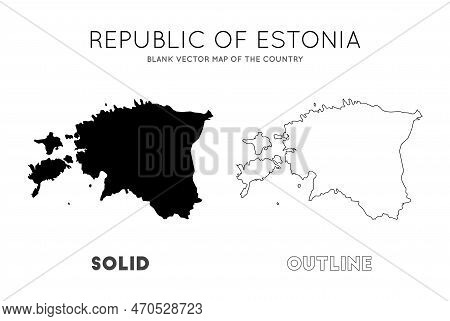 Estonia Map. Blank Vector Map Of The Country. Borders Of Estonia For Your Infographic. Vector Illust