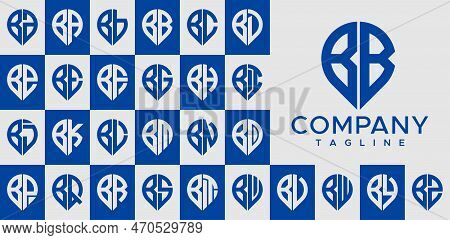 Modern Pin Point Letter B Logo Design Vector. Line Marker Bb B Initial Logo Set.