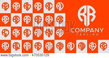 Modern Pin Point Letter R Logo Design Vector. Line Marker Rr R Initial Logo Set.