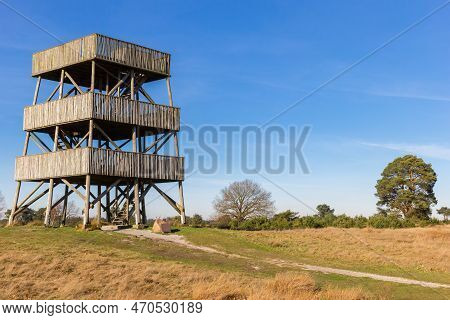 Wooden Lookout Tower In National Park Drents Friese Wold, Netherlands