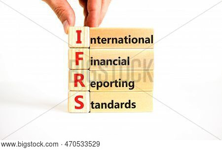 Ifrs Symbol. Concept Words Ifrs International Financial Reporting Standards On Block On Beautiful Wh