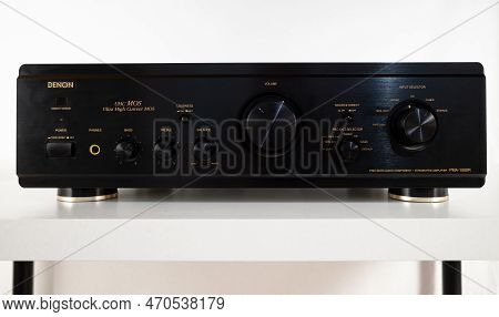 Zurich, Switzerland - December 12, 2022: The Hi End Hifi Audio Amplifier Denon Pma-1500r. Denon Is A