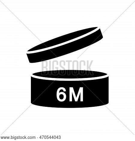 6 Month Black Fill Icon, Period After Opening Symbol, Icon For Packaging Design, Pao, Simple Vector 
