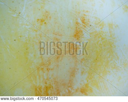 Mold On Bathroom Enamel. Black Dots Of Mold And Yellow Plaque. Requires Cleaning. Before Using Clean