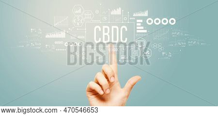 Cbdc - Central Bank Digital Currency Concept With Hand Pressing A Button On A Technology Screen