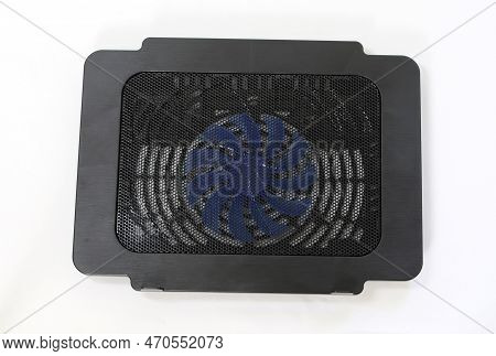 Back collor Cooling pad make the laptop computer not overheat. isolated on white background.Image fo