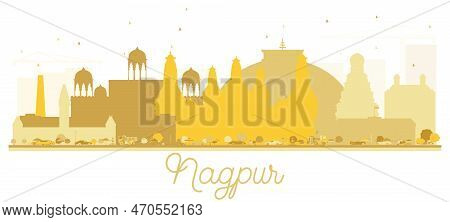 Nagpur India City Skyline Golden Silhouette. Simple Flat Concept For Tourism Presentation, Banner, P