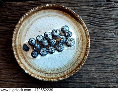 Blueberry Cheese Cake On The Table, Dessert