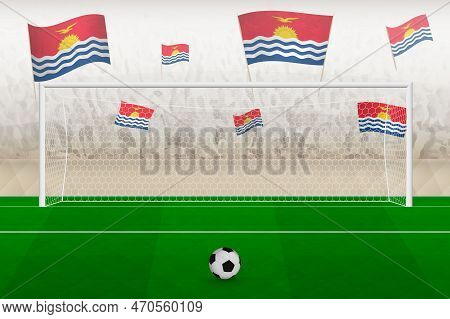 Kiribati Football Team Fans With Flags Of Kiribati Cheering On Stadium, Penalty Kick Concept In A So