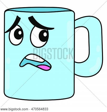 Sad Looking Ceramic Glass Object Benda, Vector Illustration Carton Emoticon. Doodle Icon Drawing