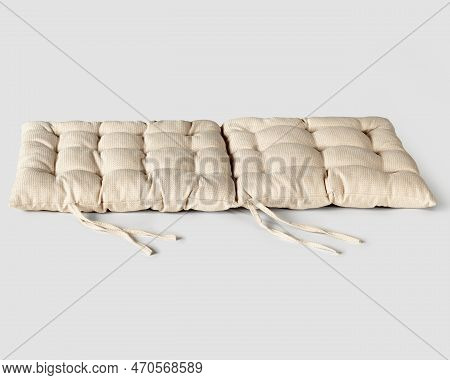 Soft Quilted Deck Chair Cushion Of Natural Beige Fabric