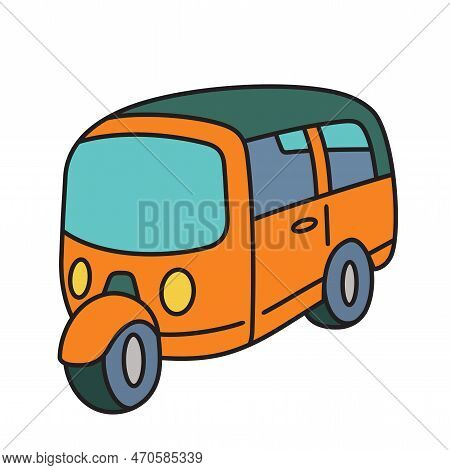 Bajai Vector Illustration, Bajay Cartoon Image, Coloring Book Page, Color Version