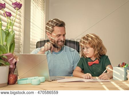 Webinar Video Lesson. Online Education On Laptop. Homeschooling And Estudy.