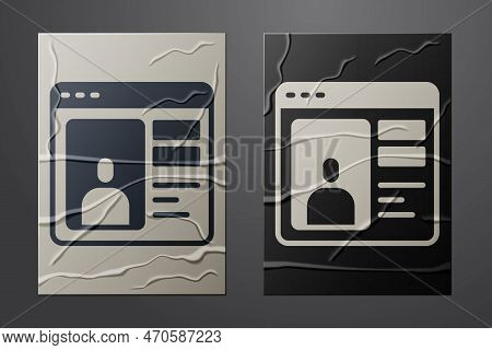 White Dating App Online Laptop Concept Icon Isolated On Crumpled Paper Background. Female Male Profi