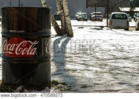 A Tin Barrel With Diet Coca Cola. Poland, Ostrowiec Swietokrzyski February 8, 2023 At 12:25. Coca Co