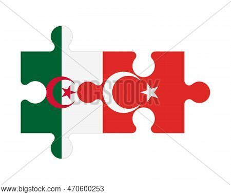 Connected Puzzle Of Flags Of Algeria And Turkey, Vector