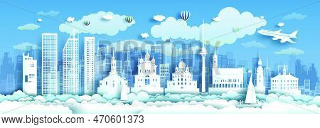 Travel Estonia To Europe Landmark Of With Modern And Ancient Architecture Cityscape Background. Tour