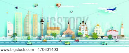 Illustration Travel Landmarks Estonia Architecture Monument In Tallinn, Alexander Nevsky City Famous