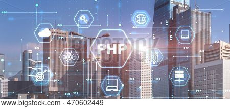 Php Interpreted Programming Language. Hypertext Preprocessor Programming